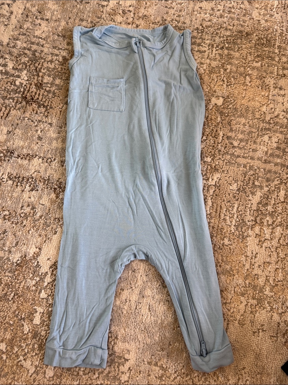 Kyte Baby Sleeveless Light Blue Baby Zip Romper - 3T